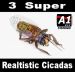 FLY - 3 Super Realistic Cicadas